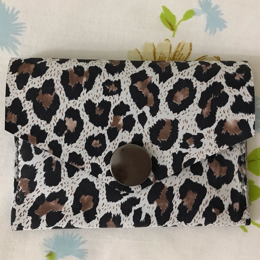 Hand Crafted Leopard Print Wallet - Black and Brown